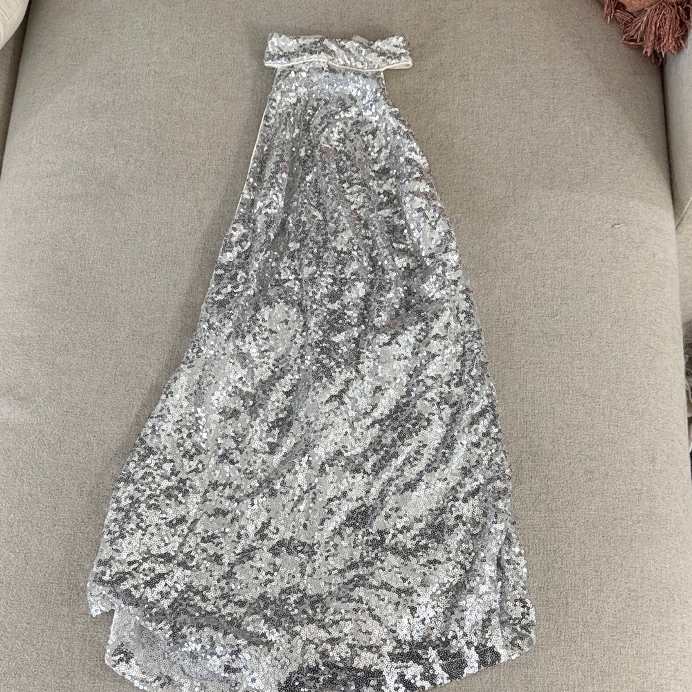 Silver Sequin Halter Dress